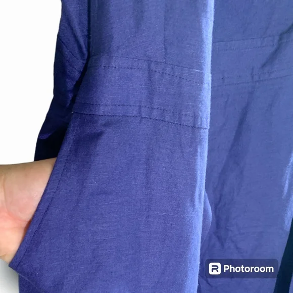 NWOT ASTR the label Euphoria Navy Linen wrap flutter midi dress, size Medium - Picture 4 of 12